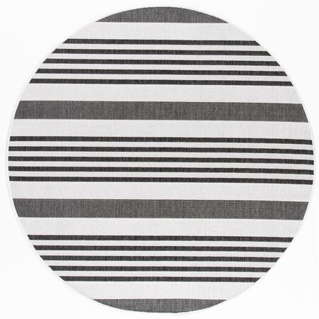 Safavieh 6 ft.-7 in. x 6 ft.-7 in. Beach House Round Rug - Light Grey & Charcoal BHS222F-7R
